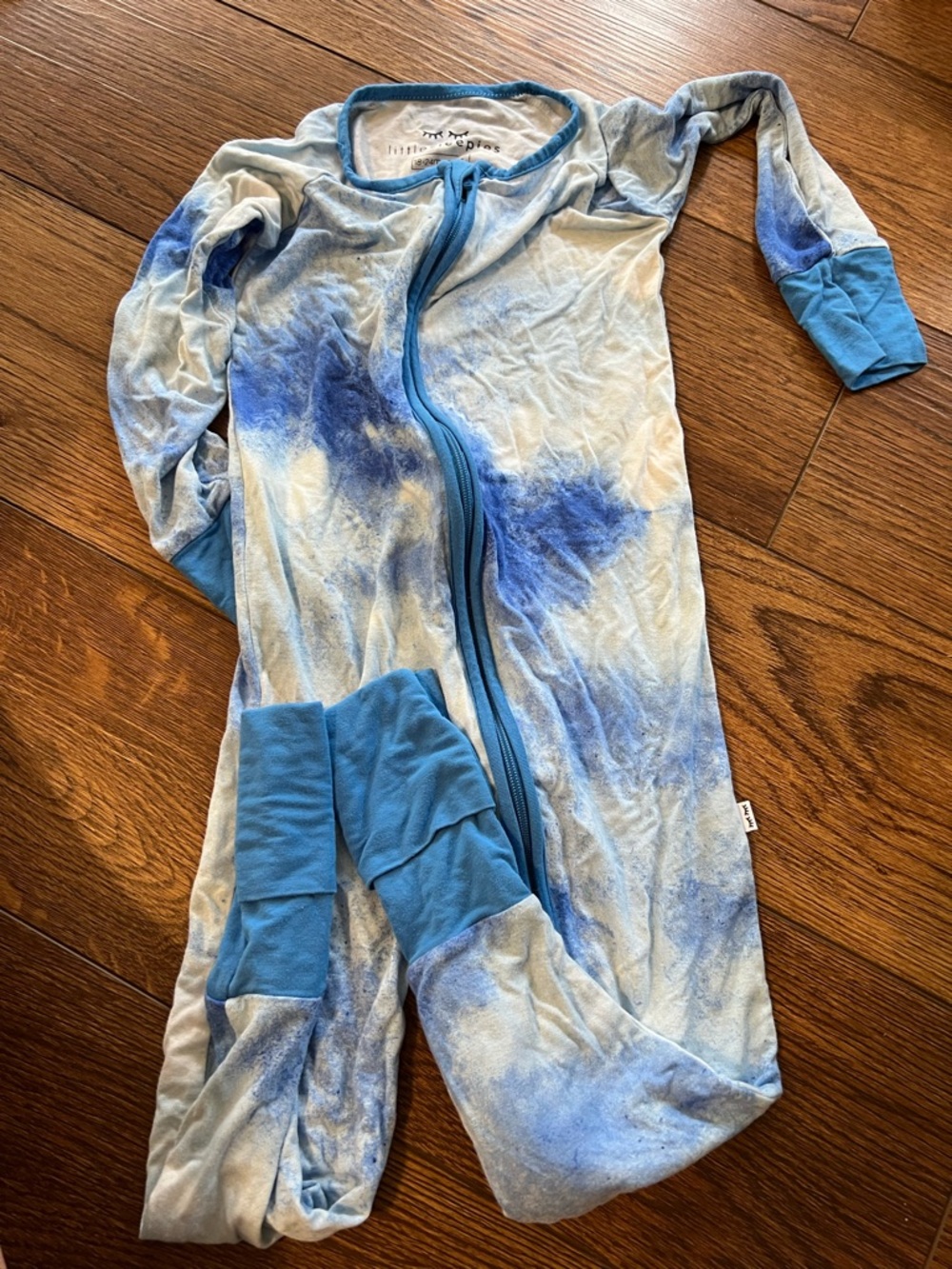 Little Sleepies Blue Tie-Dye Zip Footless Sleep Romper